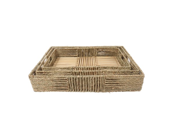 THASOS ΔΙΣΚΟΣ SET 3ΤΜΧ 45x35x8cm SEAGRASS ΦΥΣΙΚΟ