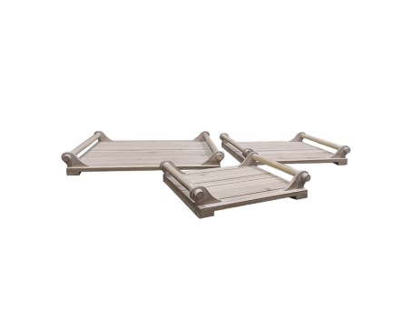 SIKINOS ΔΙΣΚΟΣ SET 3ΤΜΧ 42x36x6cm ΞΥΛΟ ΕΛΑΤΟΥ WHITE WASHED