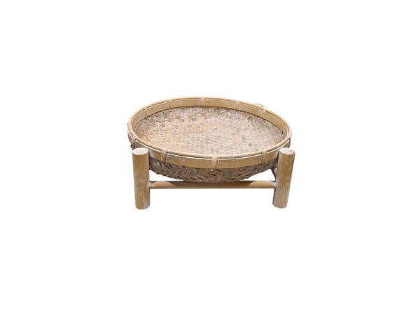 ITHAKI ΔΙΣΚΟΣ ΜΕ ΒΑΣΗ 37x37x13cm ΞΥΛΟ ΕΛΑΤΟΥ WHITE WASHED