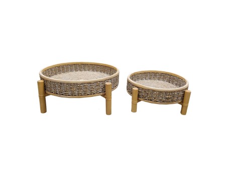 CORDA ΔΙΣΚΟΣ 51x51x19cm ΞΥΛΟ ΕΛΑΤΟΥ WHITE WASHED ΦΥΣΙΚΟ ΣΧΟΙΝΙ