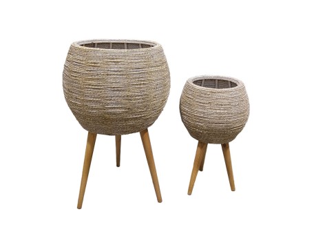 CORDA ΚΑΣΠΩ 39x39x60cm ΞΥΛΟ ΕΛΑΤΟΥ WHITE WASHED ΦΥΣΙΚΟ GRASS