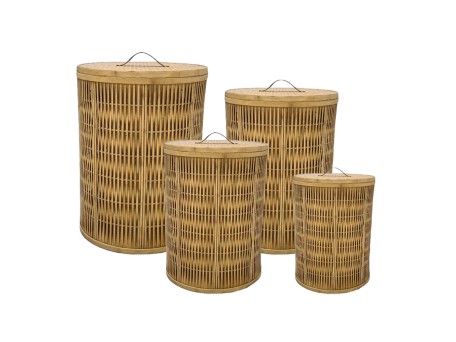 RIBBONS ΚΑΛΑΘΙ ΜΕ ΚΑΠΑΚΙ SET 4TMX 47x47x62cm ΞΥΛΟ ΕΛΑΤΟΥ ΦΥΣΙΚΟ ΔΕΡΜΑ