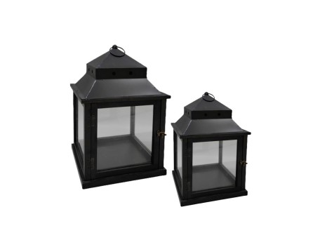 NUBIA ΦΑΝΑΡΙ 36x36x58cm ΜΕΤΑΛΛΟ ΜΑΥΡΟ ΞΥΛΟ ΕΛΑΤΟΥ