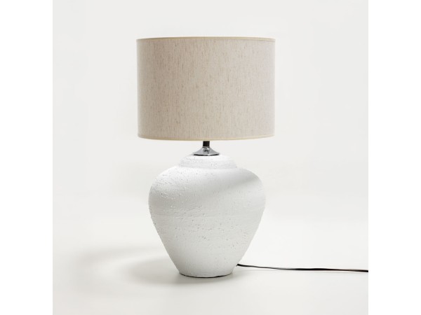 SANTORINI ΦΩΤΙΣΤΙΚΟ ΕΠΙΤΡΑΠΕΖΙΟ 30x30x60cm ΚΕΡΑΜΙΚΟ ΛΕΥΚΟ ΛΙΝΟ ΜΠΕΖ