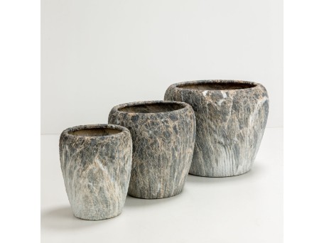 GASHER ΓΛΑΣΤΡΑ ΣΕΤ 3ΤΜΧ 42x42x35cm ΚΕΡΑΜΙΚΟ ΑΝΘΡΑΚΙ ΜΠΕΖ