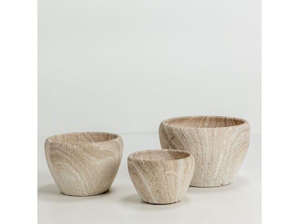 PUMOR ΓΛΑΣΤΡΑ ΣΕΤ 3ΤΜΧ 27x27x18cm ΚΕΡΑΜΙΚΟ ΜΠΕΖ ΛΕΥΚΟ