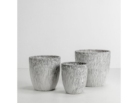 VINSON ΓΛΑΣΤΡΑ ΣΕΤ 3ΤΜΧ 30x30x31cm ΚΕΡΑΜΙΚΟ ΓΚΡΙ ΛΕΥΚΟ