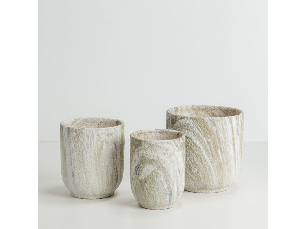 PEDRA ΓΛΑΣΤΡΑ ΣΕΤ 3ΤΜΧ 30x30x31cm ΚΕΡΑΜΙΚΟ ΜΠΕΖ ΛΕΥΚΟ