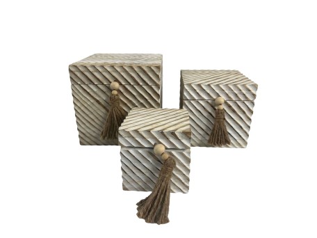 SENGO ΚΟΥΤΙ ΑΠΟΘΗΚΕΥΣΗΣ ΣΕΤ 3ΤΜΧ 22x22x20cm ΞΥΛΟ ΦΥΣΙΚΟ ΛΕΥΚΟ