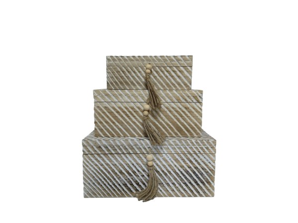 SENGO ΚΟΥΤΙ ΑΠΟΘΗΚΕΥΣΗΣ ΣΕΤ 3ΤΜΧ 38x25x17cm ΞΥΛΟ ΦΥΣΙΚΟ ΛΕΥΚΟ