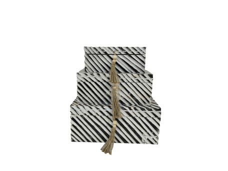 RONAN ΚΟΥΤΙ ΑΠΟΘΗΚΕΥΣΗΣ ΣΕΤ 3ΤΜΧ 38x25x17cm ΞΥΛΟ ΜΑΥΡΟ ΑΣΠΡΟ