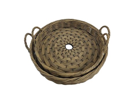 KEGAN ΔΙΣΚΟΣ 56x56x11cm ΞΥΛΟ ΚΑΦΕ RATTAN