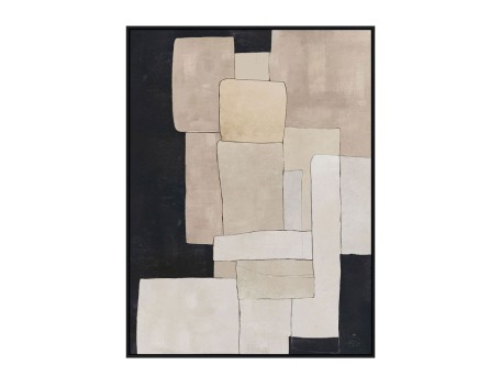 BEYOND THE VEIL ΠΙΝΑΚΑΣ ΔΙΑΚΟΣΜΗΤΙΚΟΣ ΜΕ ΚΟΡΝΙΖΑ 90x120x4cm ΚΑΜΒΑΣ ΜΠΕΖ ΜΑΥΡΟ PP