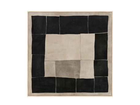 MYSTIC SQUARES ΠΙΝΑΚΑΣ ΔΙΑΚΟΣΜΗΤΙΚΟΣ ΜΕ ΚΟΡΝΙΖΑ 100x100x4cm ΚΑΜΒΑΣ ΜΠΕΖ ΜΑΥΡΟ ΞΥΛΟ