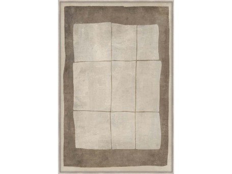 SQUARE LINES ΠΙΝΑΚΑΣ ΔΙΑΚΟΣΜΗΤΙΚΟΣ ΜΕ ΚΟΡΝΙΖΑ 80x120x4cm ΚΑΜΒΑΣ ΜΠΕΖ ΚΑΦΕ PP