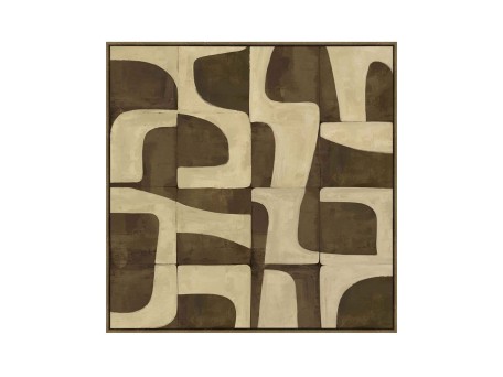 BOHO BALANCE ΠΙΝΑΚΑΣ ΔΙΑΚΟΣΜΗΤΙΚΟΣ ΜΕ ΚΟΡΝΙΖΑ 80x80x4cm ΚΑΜΒΑΣ ΚΑΦΕ ΜΠΕΖ PP