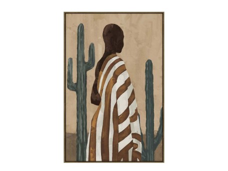 DESERT BLOOM ΠΙΝΑΚΑΣ ΔΙΑΚΟΣΜΗΤΙΚΟΣ ΜΕ ΚΟΡΝΙΖΑ 80x120x4cm ΚΑΜΒΑΣ ΚΑΦΕ ΜΠΕΖ PP