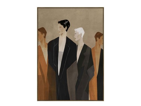 HUMAN FLOW ΠΙΝΑΚΑΣ ΔΙΑΚΟΣΜΗΤΙΚΟΣ ΜΕ ΚΟΡΝΙΖΑ 80x120x4cm ΚΑΜΒΑΣ ΚΑΦΕ ΜΠΕΖ PP ΜΑΥΡΟ