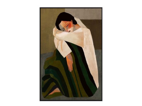 SILENT REFLECTION ΠΙΝΑΚΑΣ ΔΙΑΚΟΣΜΗΤΙΚΟΣ ΜΕ ΚΟΡΝΙΖΑ 80x120x4cm ΚΑΜΒΑΣ ΚΑΦΕ ΜΠΕΖ PP ΠΡΑΣΙΝΟ