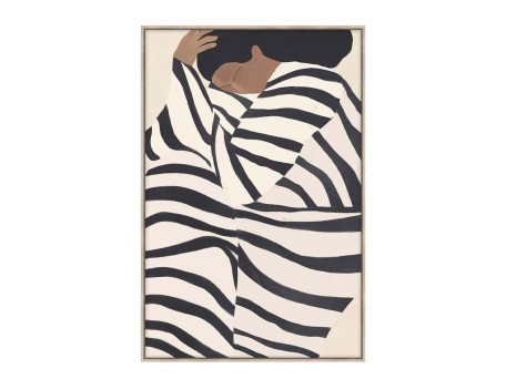 QUIET GRACE ΠΙΝΑΚΑΣ ΔΙΑΚΟΣΜΗΤΙΚΟΣ ΜΕ ΚΟΡΝΙΖΑ 80x120x4cm ΚΑΜΒΑΣ ΜΠΕΖ ΜΑΥΡΟ PP