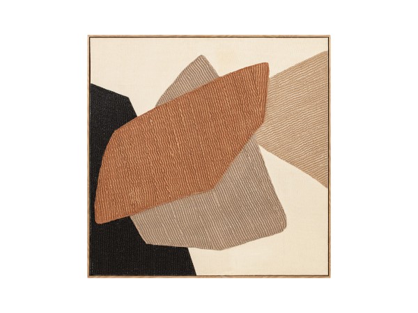 LA ROCCIA I ΠΙΝΑΚΑΣ ΔΙΑΚΟΣΜΗΤΙΚΟΣ ΜΕ ΚΟΡΝΙΖΑ 80x80x3.8cm ΚΑΜΒΑΣ ΚΑΦΕ BEIGE ΞΥΛΟ ΦΥΣΙΚΟ