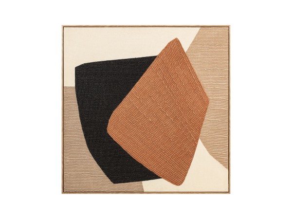 LA ROCCIA II ΠΙΝΑΚΑΣ ΔΙΑΚΟΣΜΗΤΙΚΟΣ ΜΕ ΚΟΡΝΙΖΑ 80x80x3.8cm ΚΑΜΒΑΣ ΚΑΦΕ BEIGE ΞΥΛΟ ΦΥΣΙΚΟ