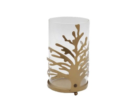 EMBER ΒΑΣΗ ΡΕΣΩ 13x13x21cm ΜΕΤΑΛΛΟ ΧΡΥΣΟ ΜΕΤΑΛΛΙΚΟ ΓΥΑΛΙ