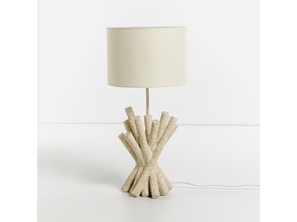 WOODLAND ΦΩΤΙΣΤΙΚΟ ΕΠΙΤΡΑΠΕΖΙΟ 26x26x54cm POLYRESIN ΛΕΥΚΟ ΥΦΑΣΜΑ OFF WHITE