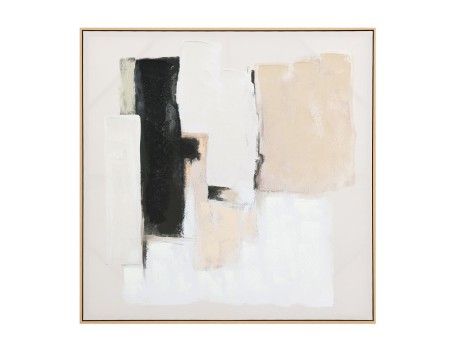 SANS FRONT ΠΙΝΑΚΑΣ ΔΙΑΚΟΣΜΗΤΙΚΟΣ ΜΕ ΚΟΡΝΙΖΑ 100x100x4cm ΚΑΜΒΑΣ ΜΠΕΖ ΛΕΥΚΟ ΜΑΥΡΟ ΞΥΛΟ ΦΥΣΙΚΟ