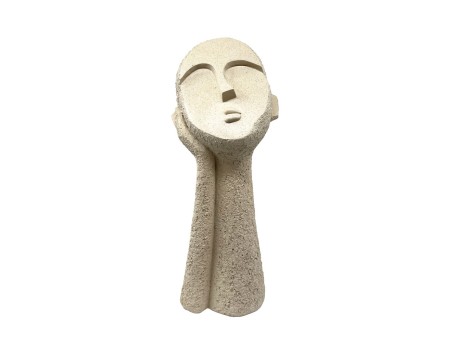 MOOD3 ΔΙΑΚΟΣΜΗΤΙΚΟ ΠΡΟΣΩΠΟ 18x18x45cm POLYRESIN ΜΠΕΖ