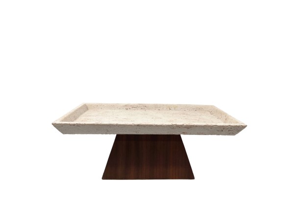 TRAVERTINO ΔΙΣΚΟΣ ΔΙΑΚΟΣΜΗΣΗΣ 31x17x12cm POLYRESIN STONE ΚΑΦΕ ΣΚΟΥΡΟ