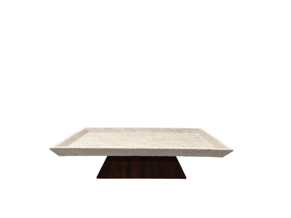 TRAVERTINO ΔΙΣΚΟΣ ΔΙΑΚΟΣΜΗΣΗΣ 40x22x9.5cm POLYRESIN STONE ΚΑΦΕ ΣΚΟΥΡΟ