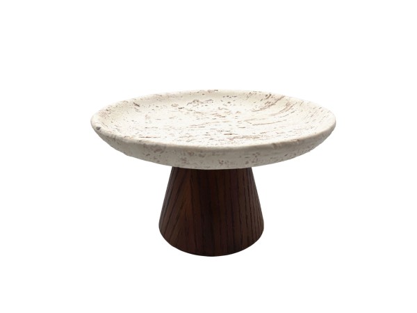 TRAVERTINO ΔΙΣΚΟΣ ΔΙΑΚΟΣΜΗΣΗΣ 22x22x13cm POLYRESIN STONE ΚΑΦΕ ΣΚΟΥΡΟ