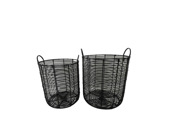 ONYX ΚΑΛΑΘΙ SET 2ΤΜΧ 40x40x51cm RATTAN ΦΥΣΙΚΟ ΜΑΥΡΟ