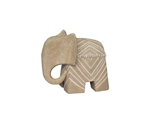 TRUNKY A ΔΙΑΚΟΣΜΗΤΙΚΟ ΕΛΕΦΑΝΤΑΣ 16.8x9.7x14.5cm POLYRESIN ΜΠΕΖ ΛΕΥΚΟ