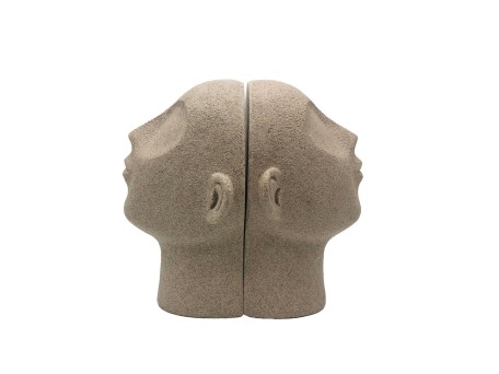 VOLTO LIBRO ΔΙΑΚΟΣΜΗΤΙΚΟ ΠΡΟΣΩΠΟ 25x18.5x23cm POLYRESIN STONE ΜΠΕΖ