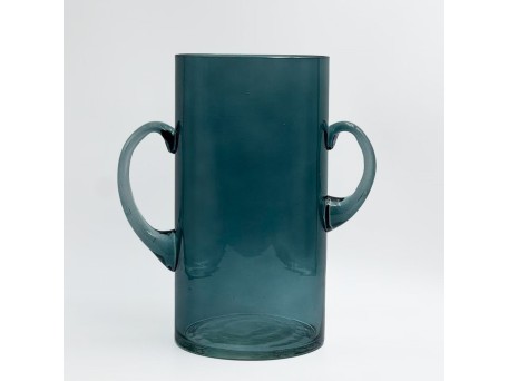 HANDLE ΒΑΖΟ 23x12x24cm ΓΥΑΛΙ ΜΠΛΕ