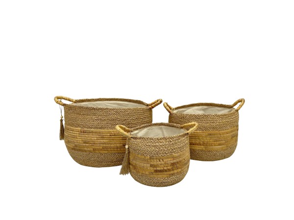 STRAWSY ΚΑΛΑΘΙ ΥΑΚΙΝΘΟΥ SET 3ΤΜΧ 52x52x33cm ΥΑΚΙΝΘΟΣ ΦΥΣΙΚΟ ΜΠΕΖ