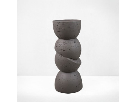 PHAROS I ΚΗΡΟΠΗΓΙΟ ΔΙΑΚΟΣΜΗΤΙΚΟ 10.5x10.5x25cm RESIN ΚΑΦΕ ΣΚΟΥΡΟ