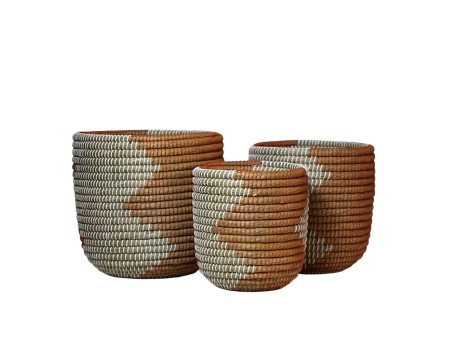 ZURI ΚΑΛΑΘΙ SET 3ΤΜΧ 37x37x37cm KANSGRASS ΦΥΣΙΚΟ ΛΕΥΚΟ ΠΛΑΣΤΙΚΟ TERRACOTTA