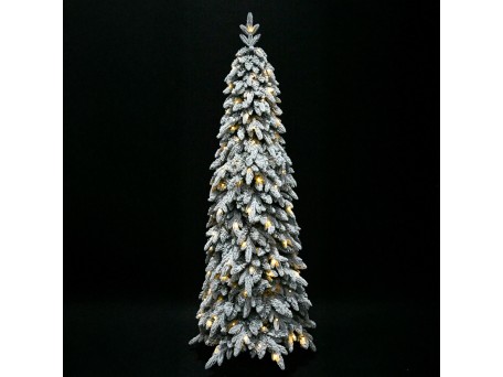 SNOWFALL FIR ΧΡΙΣΤΟΥΓΕΝΝΙΑΤΙΚΟ ΔΕΝΤΡΟ ΧΙΟΝΙΣΜΕΝΟ ΜΕ LED 80x80x210cm PE/PVC ΠΡΑΣΙΝΟ ΛΕΥΚΟ LED/COPPER