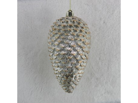 CONE ΧΡΙΣΤΟΥΓΕΝΝΙΑΤΙΚΗ ΜΠΑΛΑ 13x13x26cm ΠΛΑΣΤΙΚΟ ΑΣΗΜΙ ΧΡΥΣΟ