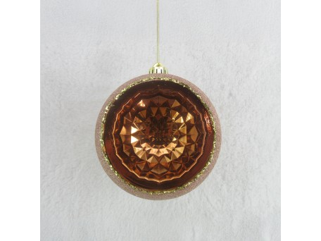 AMBER BALL ΧΡΙΣΤΟΥΓΕΝΝΙΑΤΙΚΗ ΜΠΑΛΑ 14x12x15cm ΠΛΑΣΤΙΚΟ ΧΑΛΚΙΝΟ ΡΟΖ GLOSSY