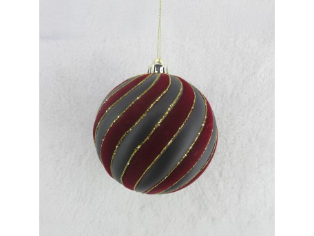CHERRY ΧΡΙΣΤΟΥΓΕΝΝΙΑΤΙΚΗ ΜΠΑΛΑ 15x15x16cm ΒΕΛΟΥΔΟ ΚΟΚΚΙΝΟ ΣΚΟΥΡΟ ΓΚΡΙ