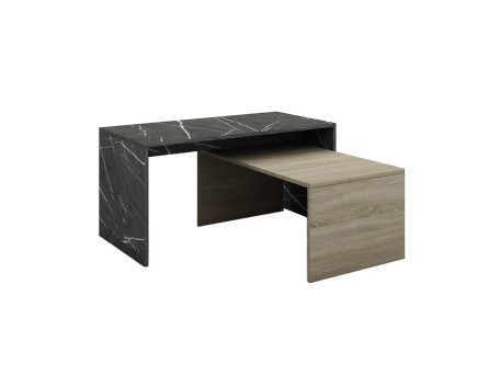 PETRA DUO COFFEE TABLE ΠΕΤΡΑ SONOMA ΣΚΟΥΡΟ 90x45x45cm