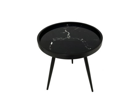 MARM SIDE TABLE ΜΑΥΡΟ ΜΕ PATTERN ΜΑΥΡΟ 49.5x49.5x52cm