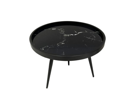 MARM COFFEE TABLE ΜΑΥΡΟ ΜΕ PATTERN ΜΑΥΡΟ 60x60x45cm