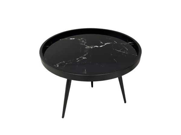 MARM COFFEE TABLE ΜΑΥΡΟ ΜΕ PATTERN ΜΑΥΡΟ 60x60x45cm