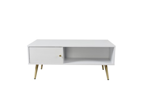 ZIZEL COFFEE TABLE 1ΠΟΡΤΑ ΛΕΥΚΟ ΜΕ PATTERN ΧΡΥΣΟ 100x50x42cm