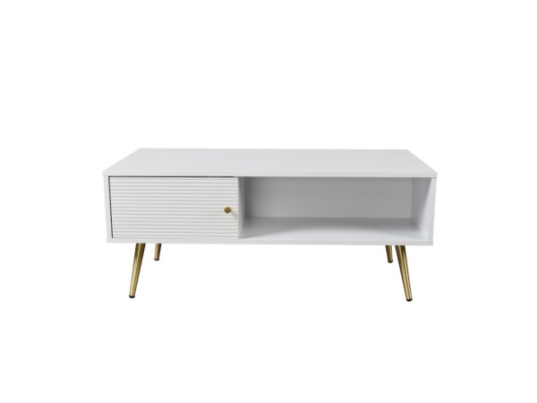 ZIZEL COFFEE TABLE 1ΠΟΡΤΑ ΛΕΥΚΟ ΜΕ PATTERN ΧΡΥΣΟ 100x50x42cm